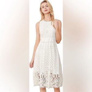 Women’s Sleeveless Lace Cocktail Bridal Dress White Size Medium Wedding Bride